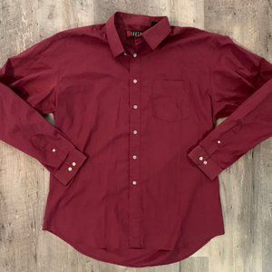 Red Button Dress Long Sleeve Shirt Mens sz XL